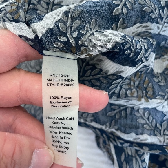 Soft Surroundings Sheer Navy Stripe Gold Beaded sequin cardigan top - Picture 6 of 8